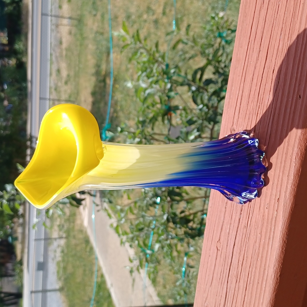 Yellow and Blue Decorative Glass Vase - Artful Home Accent
